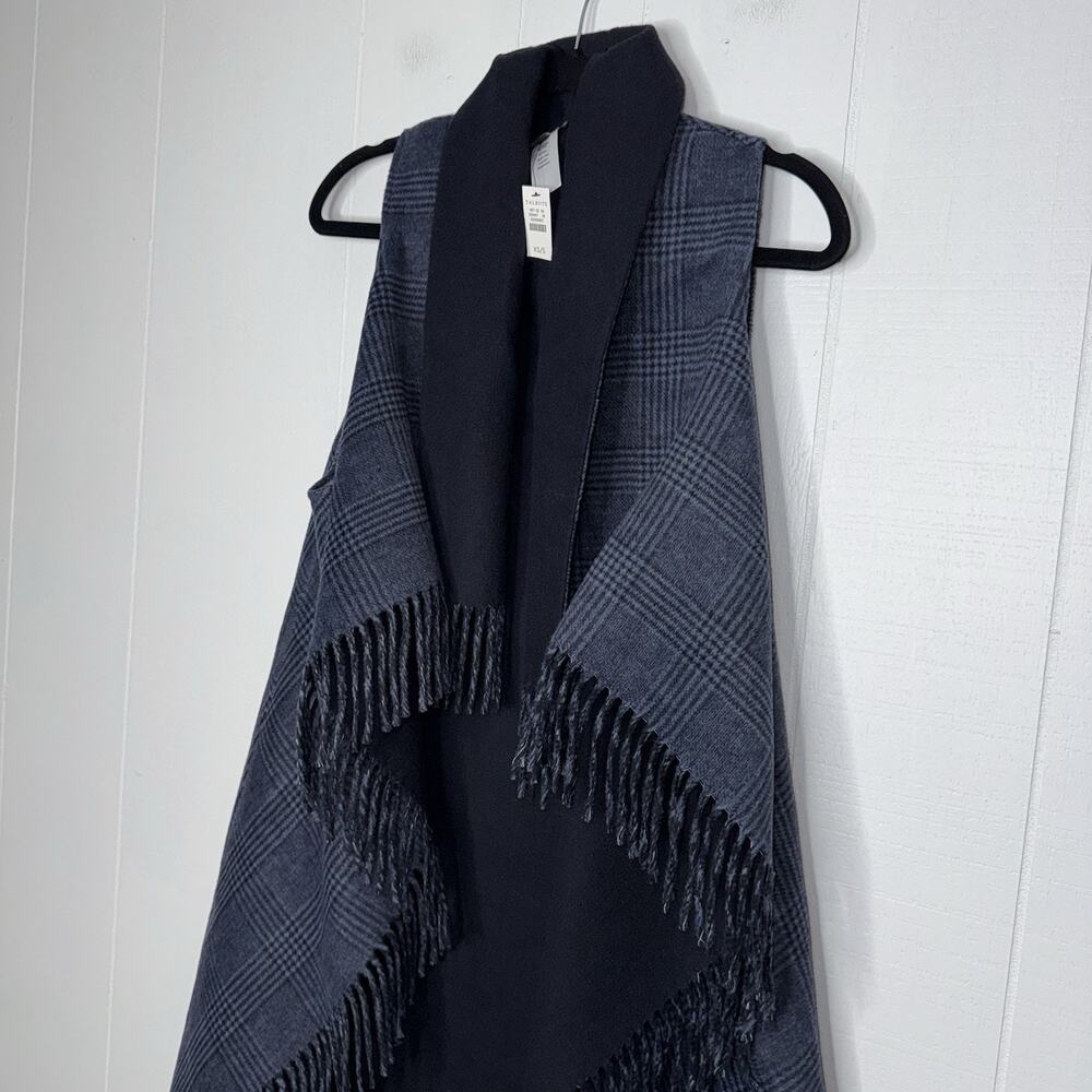 Talbots Women’s Plaid Wrap Vest Fringe Trim Blue Size XS/S NWT - Picture 4 of 5